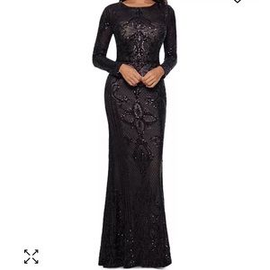 Black embellished embroidered gown. Size 6